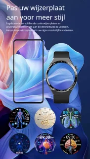 DrPhone ChronaX4 Smartwatch – Zwart