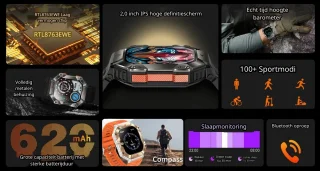 DrPhone ChronoWatchX2 Smartwatch Zwart