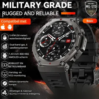 DrPhone CoreX Pro Tactical Smartwatch Heren - NL-versie