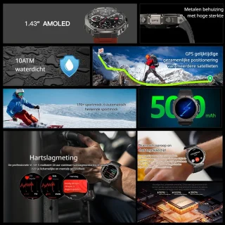 DrPhone CoreX Pro Tactical Smartwatch Heren - NL-versie