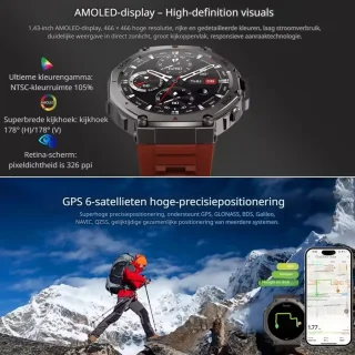 DrPhone CoreX Pro Tactical Smartwatch Heren - NL-versie