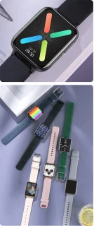DrPhone CurvX Smartwatch 44mm Goud Leder