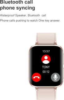 DrPhone CurvX Smartwatch 44mm Goud Leder