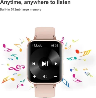 DrPhone CurvX Smartwatch 44mm Goud Leder