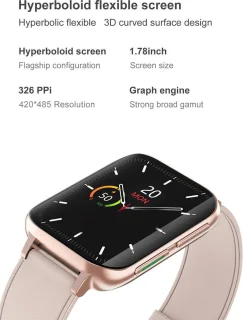 DrPhone CurvX Smartwatch 44mm Goud Leder