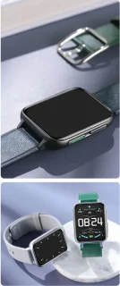 DrPhone CurvX Smartwatch 44mm Goud Leder