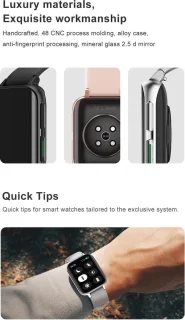 DrPhone CurvX Smartwatch 44mm Goud Leder
