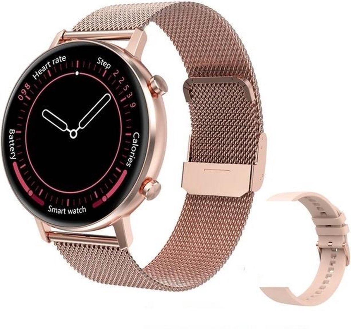 De DrPhone DTX-2 Hybrid Smartwatch 42mm Roségoud in één oogopslag