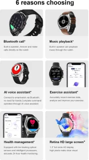 DrPhone ModelX3 Smartwatch Zwart
