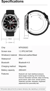 DrPhone ModelX3 Smartwatch Zwart