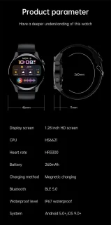 DrPhone ModelX5 Metalen Smartwatch 46mm Zilver
