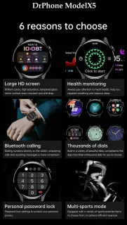 DrPhone ModelX5 Metalen Smartwatch 46mm Zilver