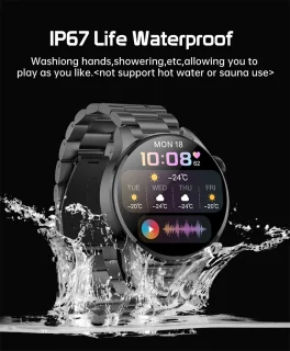 DrPhone ModelX5 Metalen Smartwatch 46mm Zwart