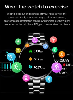 DrPhone ModelX5 Metalen Smartwatch 46mm Zwart