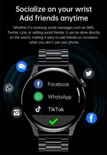 DrPhone ModelX5 Metalen Smartwatch 46mm Zwart