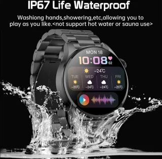 DrPhone ModelX5 Metalen Smartwatch 46mm Zwart