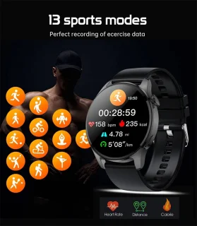 DrPhone ModelX5 Metalen Smartwatch 46mm Zwart