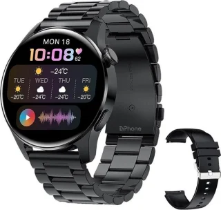 DrPhone ModelX5 Metalen Smartwatch 46mm Zwart
