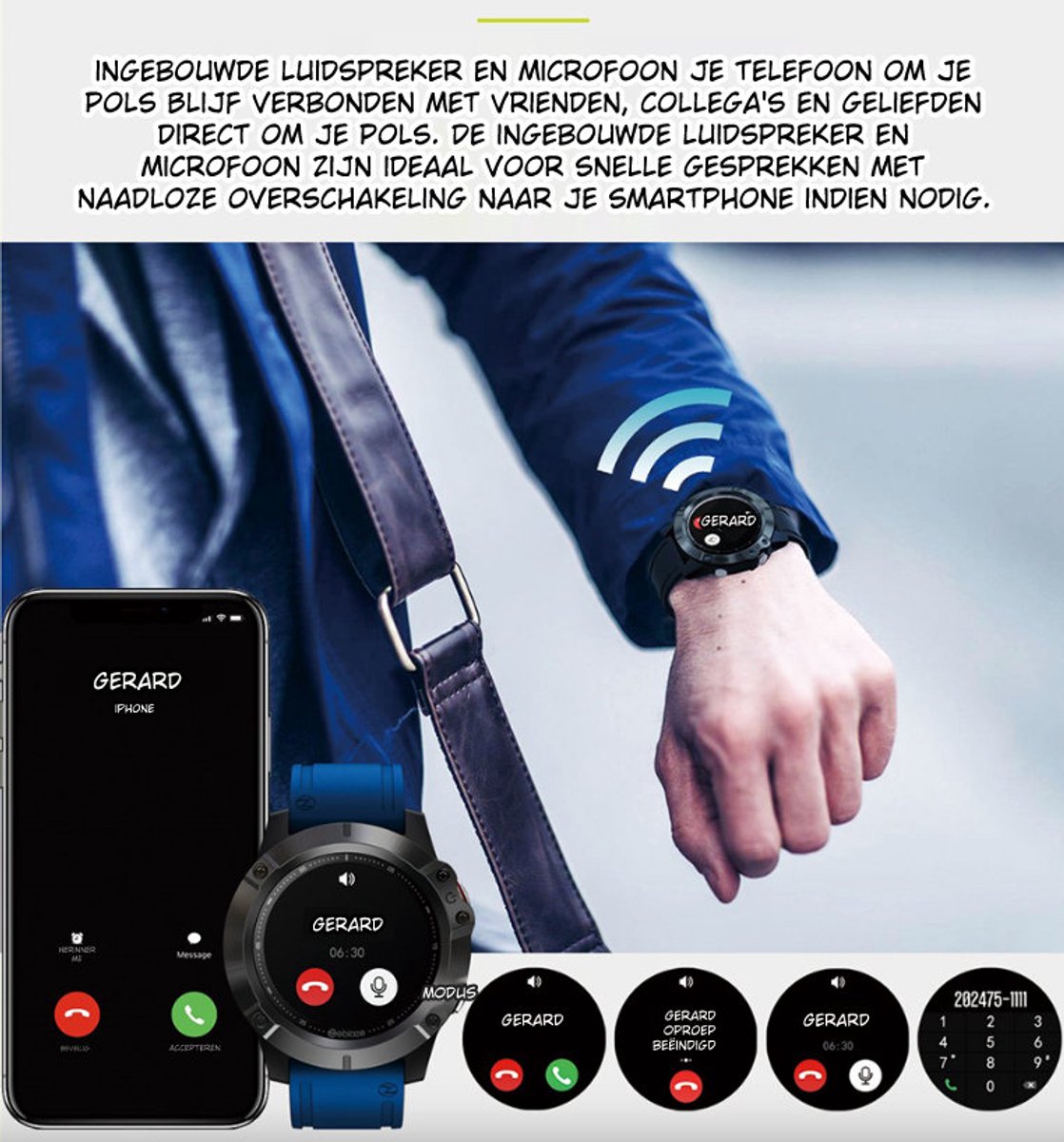 DrPhone ModelX8 Smartwatch Zwart