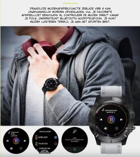DrPhone ModelX8 Smartwatch Zwart