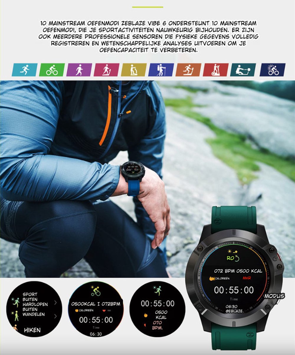 DrPhone ModelX8 Smartwatch Zwart
