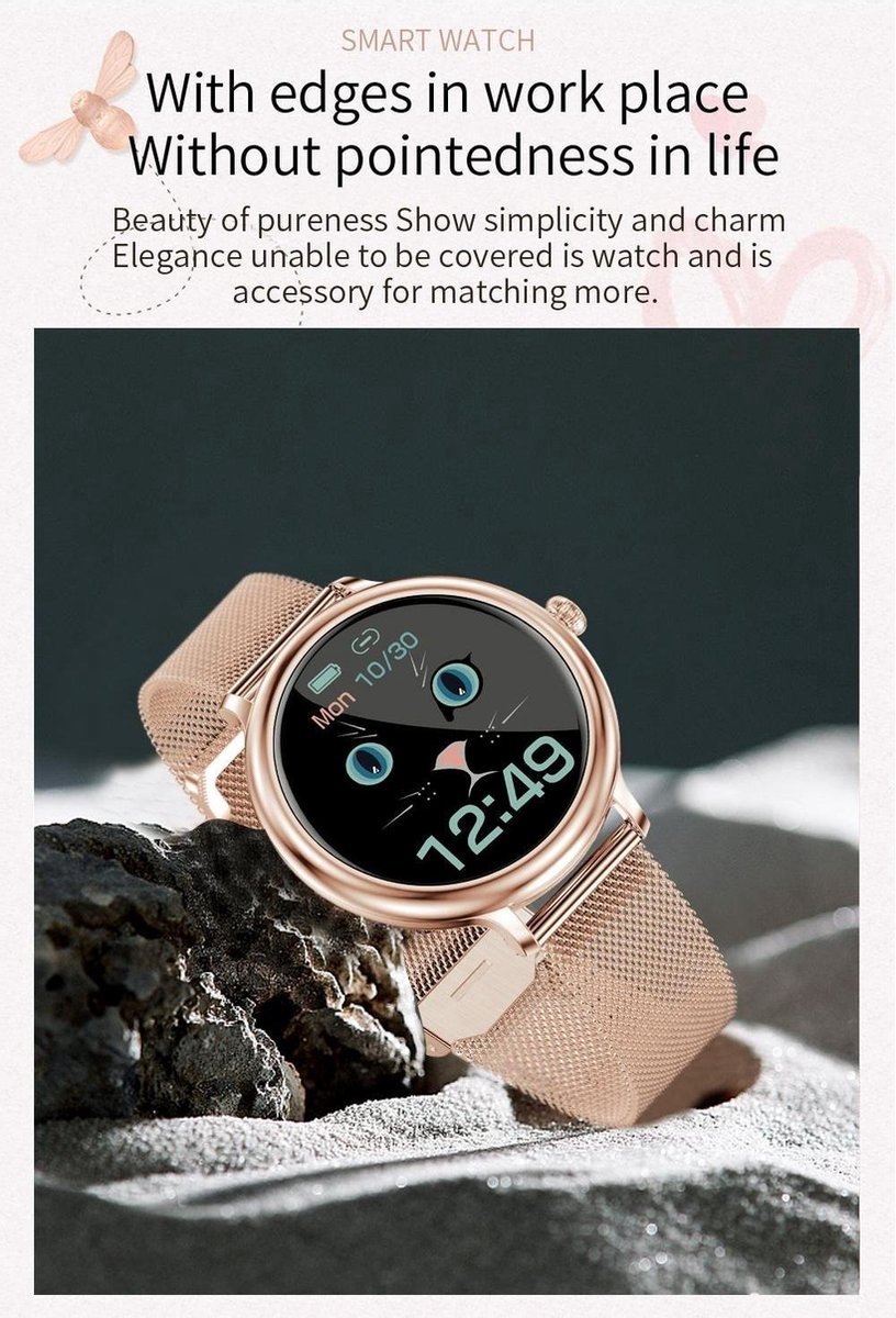 DrPhone NY1 2.5 Curve Smartwatch Vrouwen Brons Goud