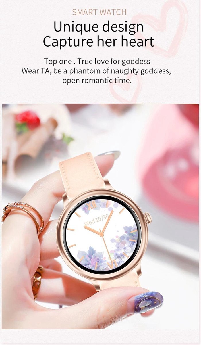 DrPhone NY1 2.5 Curve Smartwatch Vrouwen Brons Goud