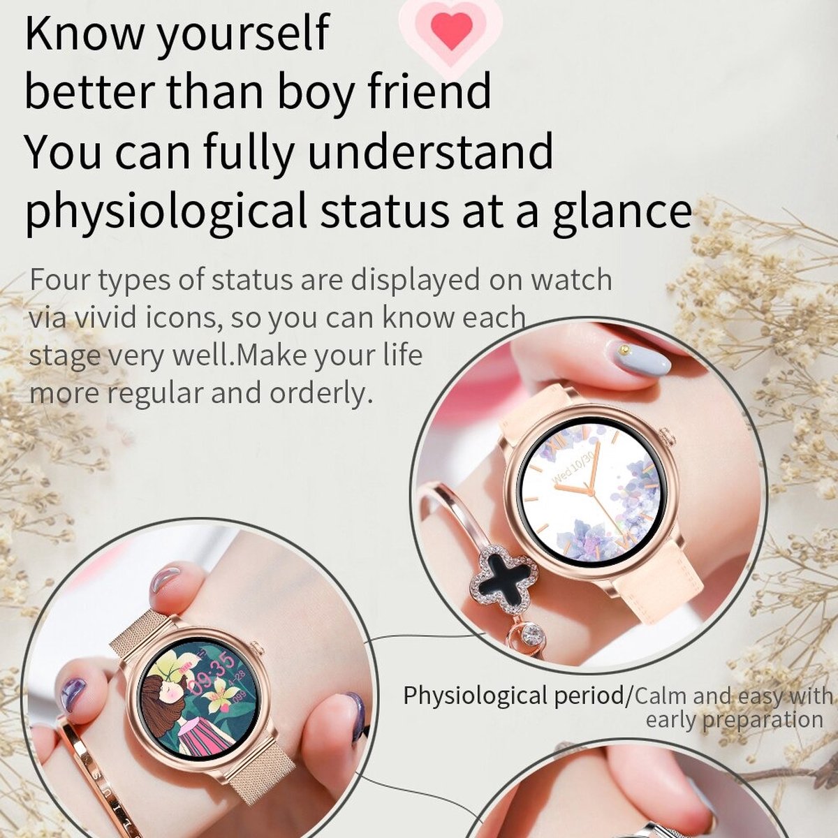 DrPhone NY1 2.5 Curve Smartwatch Vrouwen Brons Goud