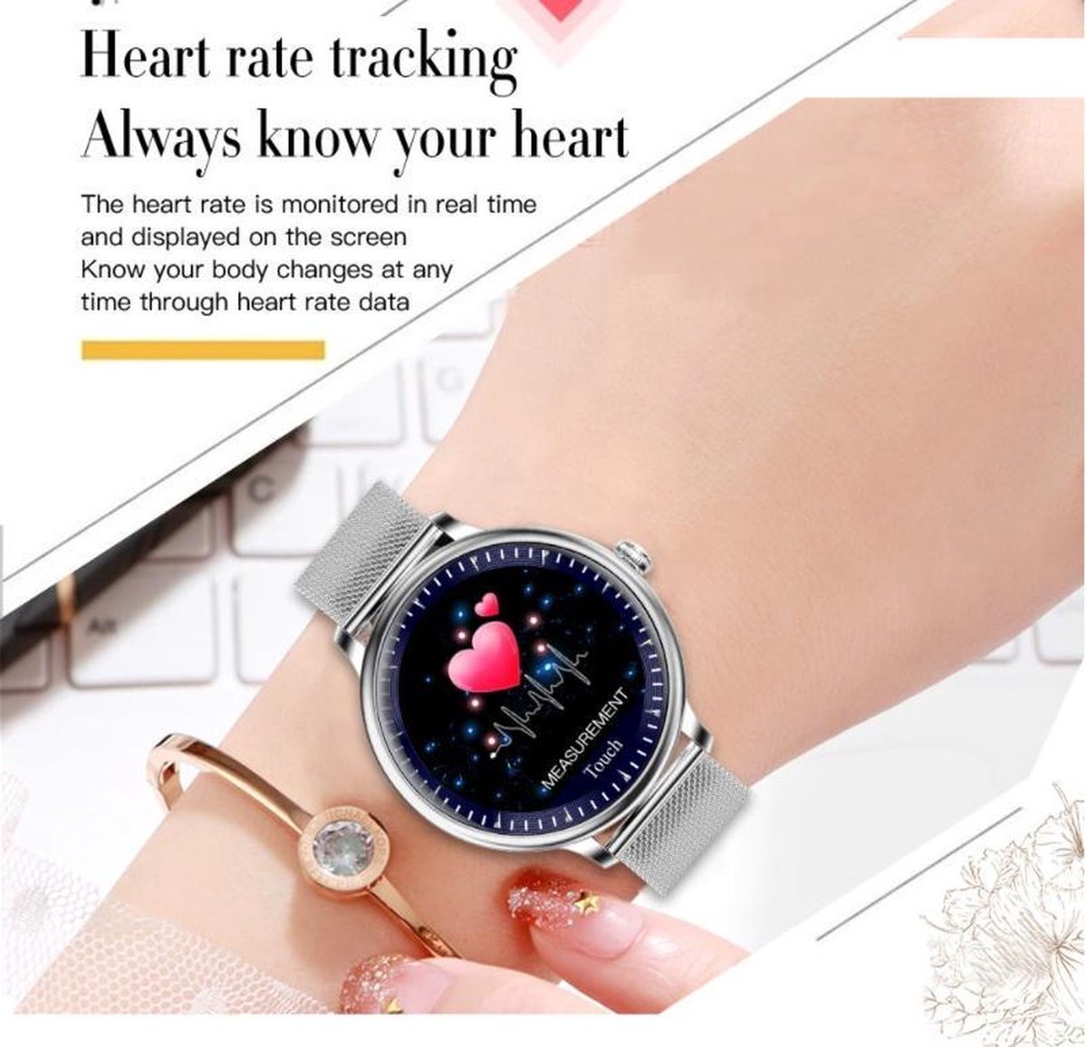 DrPhone NY1 2.5 Curve Smartwatch Vrouwen Brons Goud