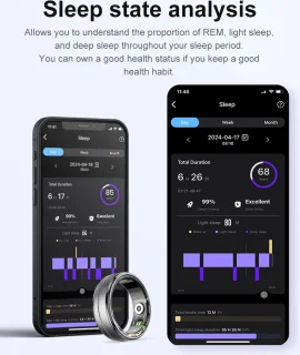 DrPhone RingSense Smart Ring Europese maat 59 Donkergrijs