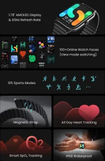 DrPhone RS4 Plus Smartwatch Zwart