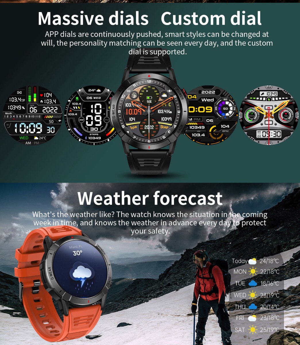 DrPhone SpectraView AMOLED 1.4" Slimme Horloge