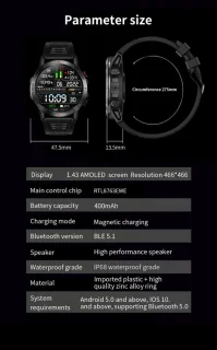 DrPhone SpectraView AMOLED 1.4" Slimme Horloge