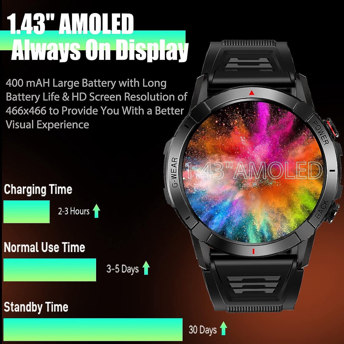 DrPhone SpectraView AMOLED 1.4" Slimme Horloge