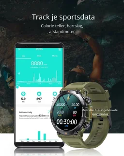 DutchWanted Indestructible Smartwatch 47mm Zwart