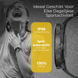 DynaBright AMOLED Smartwatch RVS & Siliconen Band zwart/goud