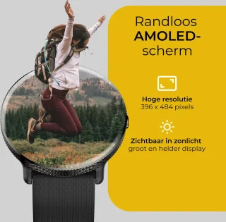 DynaBright AMOLED Smartwatch RVS & Siliconen Band zwart/goud