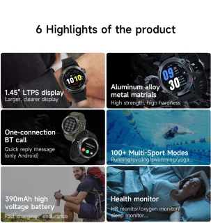 Electrox T35 Smartwatch Zwart Ronde