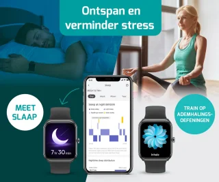 FITAGE Smartwatch Zwart voor Dames en Heren