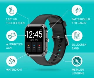 FITAGE Smartwatch Zwart voor Dames en Heren