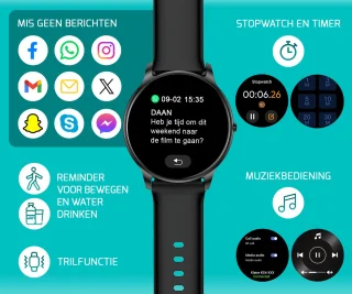 FITAGE Sporthorloge Smartwatch GPS Zwart