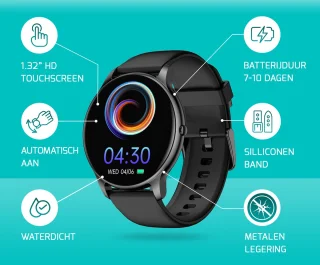 FITAGE Sporthorloge Smartwatch GPS Zwart