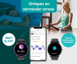FITAGE Sporthorloge Smartwatch GPS Zwart