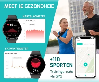 FITAGE Sporthorloge Smartwatch GPS Zwart