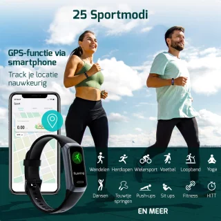 FITAGE Stappenteller Smartwatch Zwart