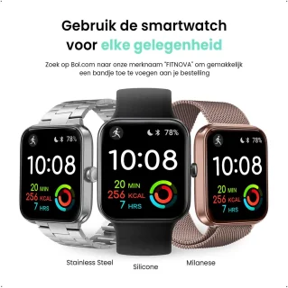 FITNOVA Smartwatch Zwart - Unisex
