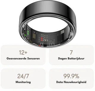Focus S1 Smart Ring Zwart Maat 8 Oplaadcase