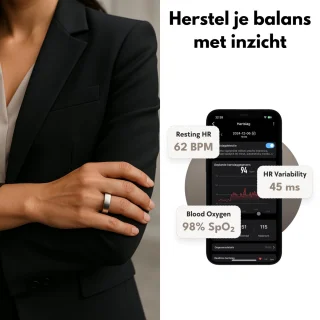 Focus S1 Smart Ring Zwart Maat 8 Oplaadcase