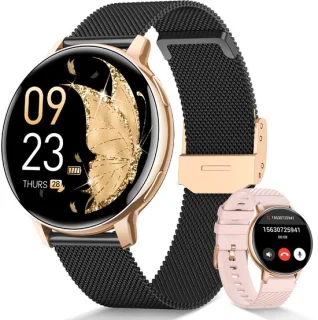 Fosmet AMOLED Smartwatch Dames 2026, zwart-goud