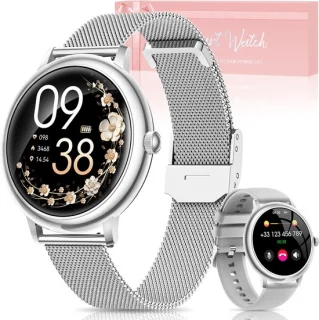 Fosmet smartwatch dames, rond amoled display, met telefoonfunctie